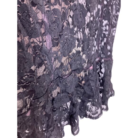 Distressed Black Lace Mini Dress Women’s Small Sheer Whimsygoth Y2K Grunge - Picture 4 of 5